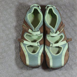 Teva Size 10 Tan & Green Hook & Loop Closure Shoes